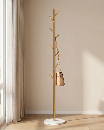 Freestanding Coat Rack Metal Black – Standing Coat Rack with 8 Hooks