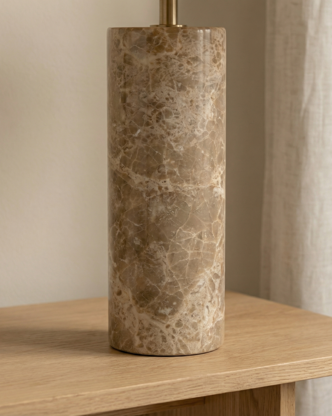 Nordic Marble Table Lamp – White Fabric Shade