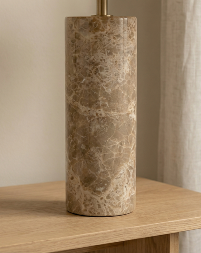 Nordic Marble Table Lamp – White Fabric Shade