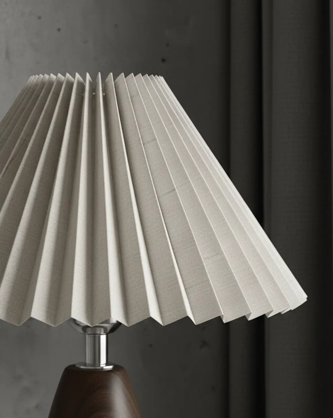 Fern Table Lamp in Ceramic Walnut Tone with White Fabric Shade, 30 cm