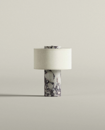 Cove Table Lamp | Calacatta Viola Marble Base & Linen Shade, 24 cm - Marble
