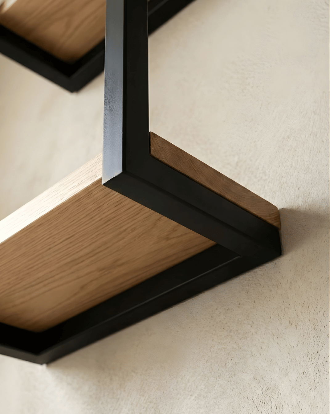 Havn Towel Rack 2-Tier in Natural Wood with Black Steel Frame, 77 cm