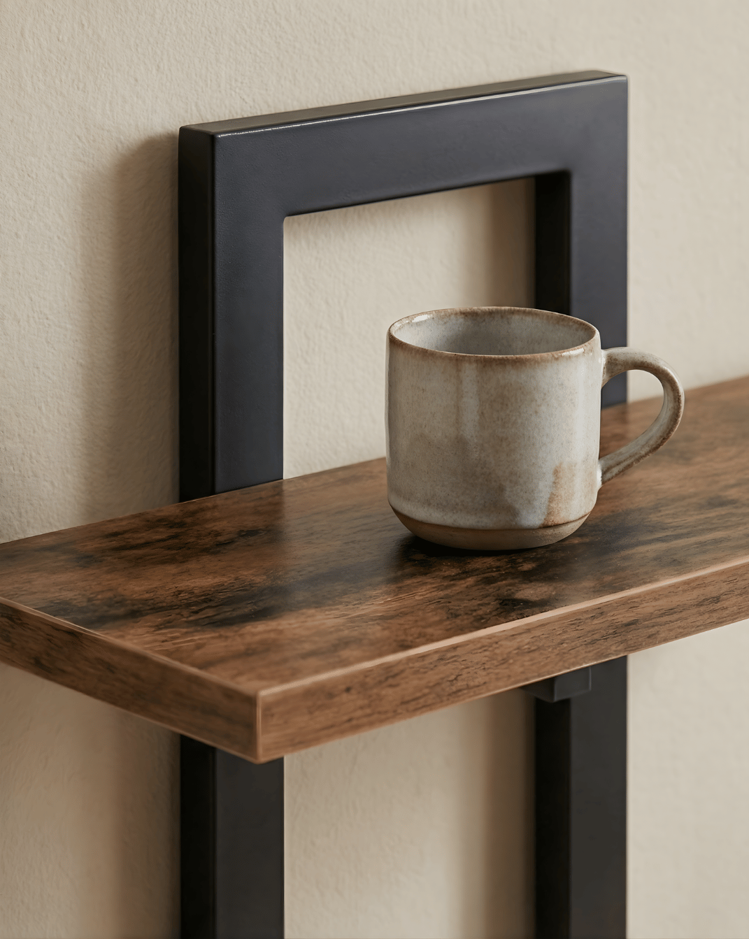 Wall Shelf 2-Tier – Wooden Wall Shelf with Metal Brackets