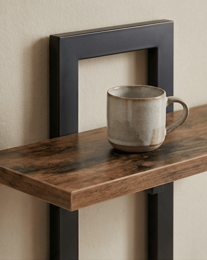 Wall Shelf 2-Tier – Wooden Wall Shelf with Metal Brackets