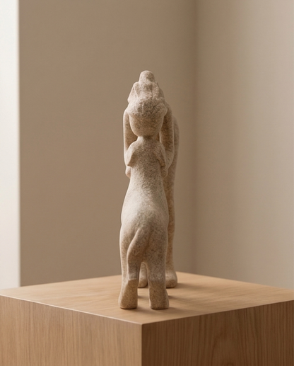Abstract Figurine Resin – Modern Decorative Sculpture | Woman Kissing Dog