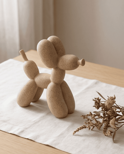 Balloon Dog Figurine Beige | Modern Decor with a Stone-Look Finish, 10 cm