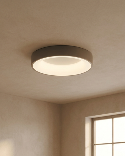 Round LED Ceiling Lamp Scandinavian Design White Metal - White