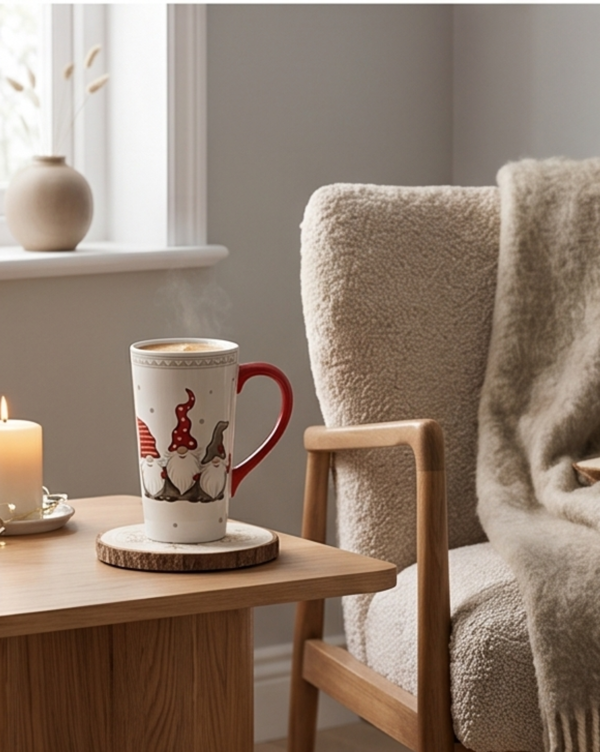 Noel Christmas Mug in White Ceramic with Santa Motif