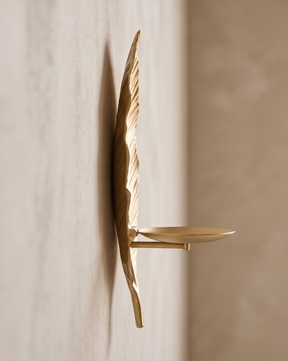 Wall Candle Holder – Leaf Design | Handmade Metal Candle Holder