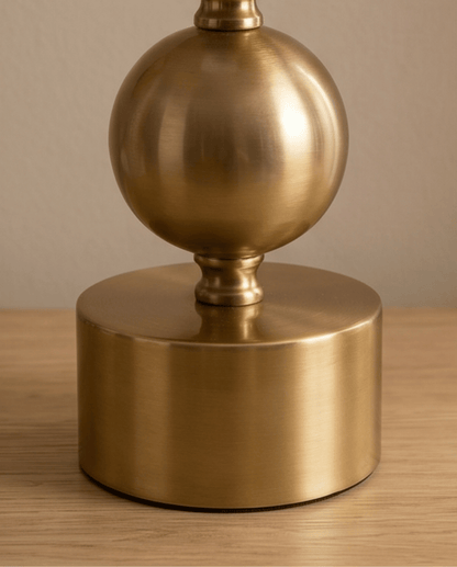 Orb Table Lamp in Gold Metal with Linen Shade, 45 cm