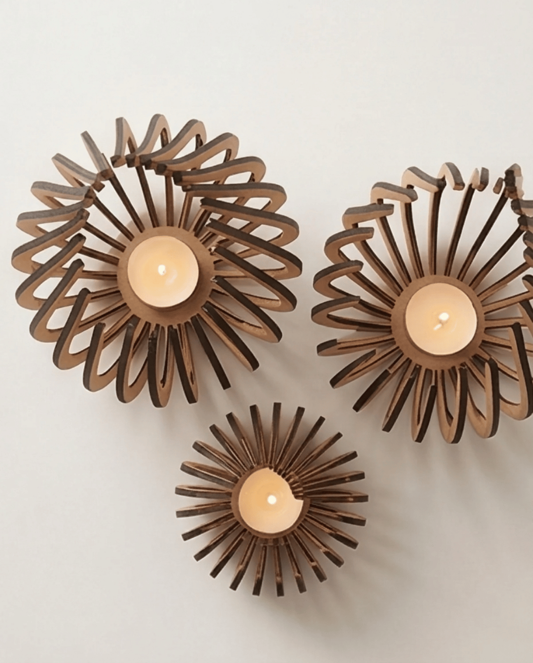 Ember Tealight Holder in Natural Wood