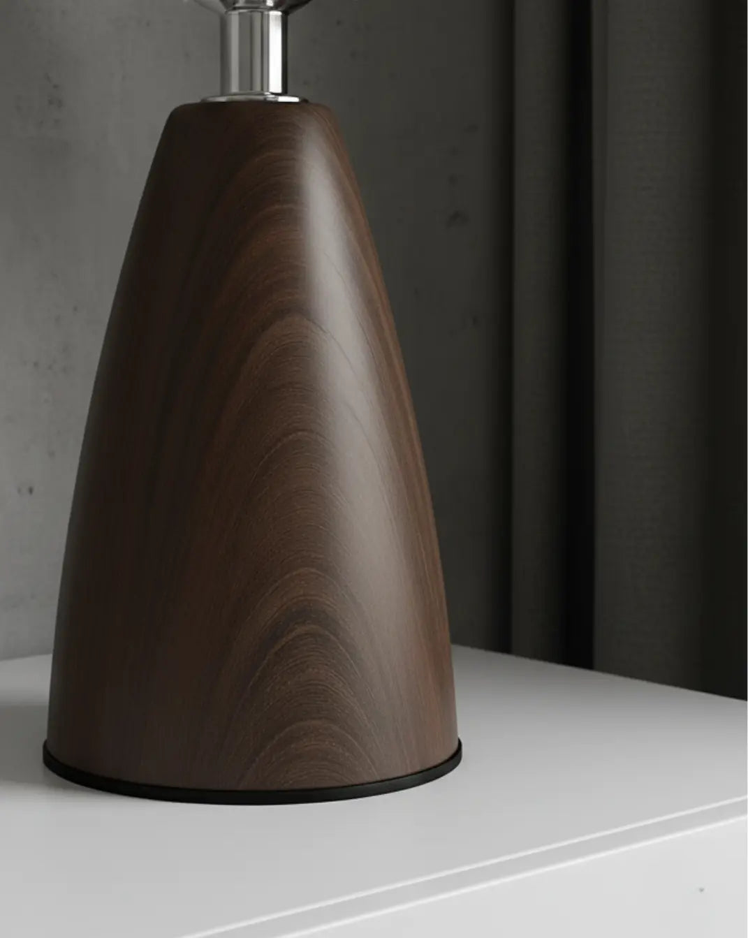 Fern Table Lamp in Ceramic Walnut Tone with White Fabric Shade, 30 cm