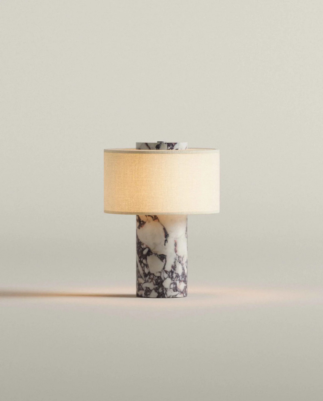 Cove Table Lamp | Calacatta Viola Marble Base & Linen Shade, 24 cm