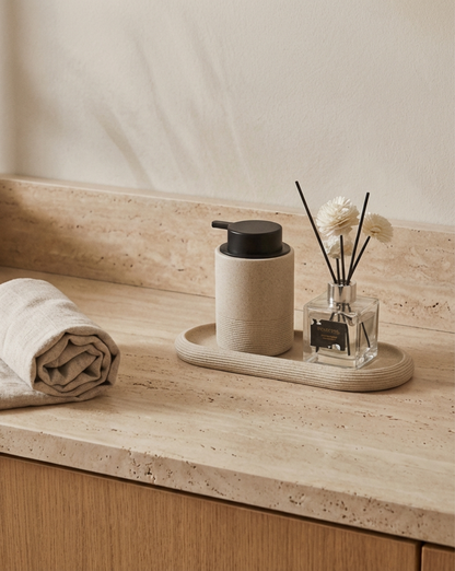 Maison Roze Oval Bathroom Tray – Non-Slip Resin Organizer – Rust-Resistant