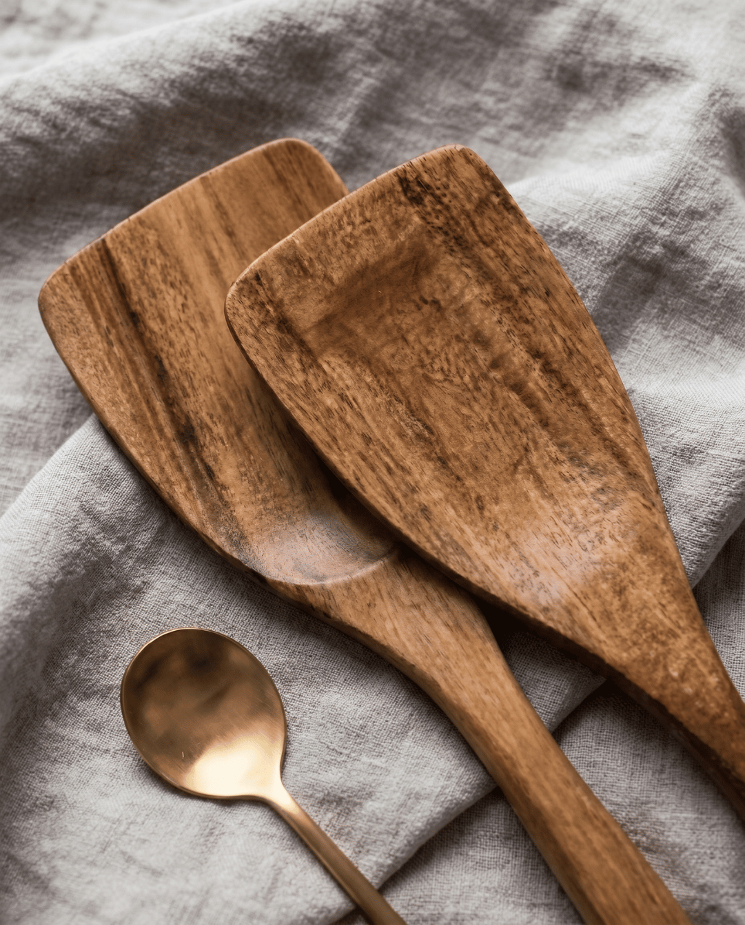 Teak Wood Kitchen Utensil Set 5-Piece - Natural Wooden Cookware Tools
