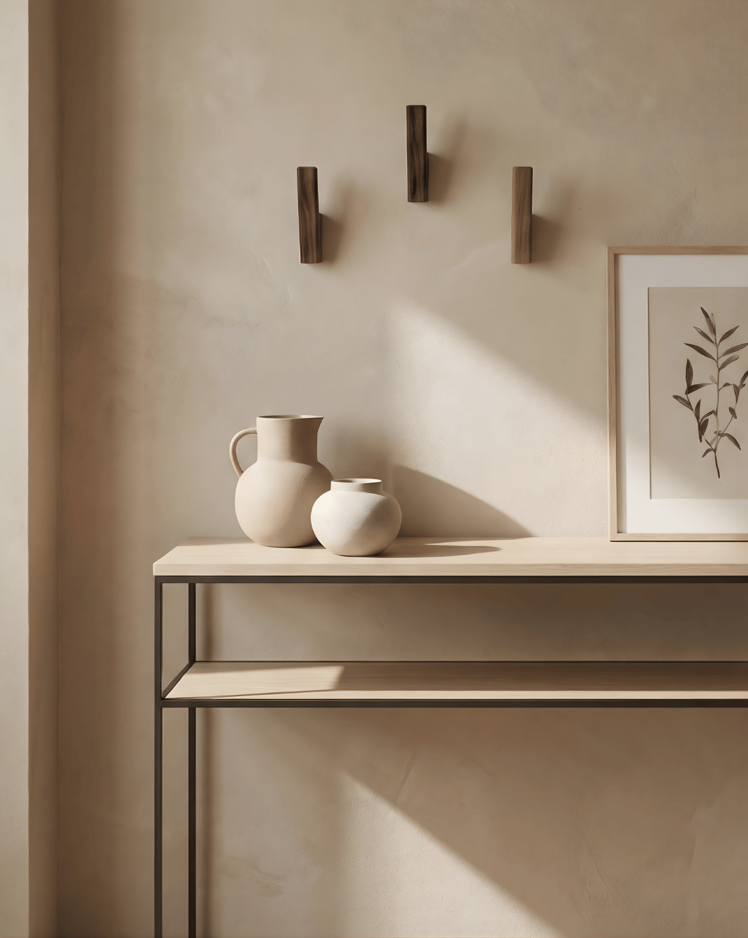 Coat Hooks Wood Set of 4 – Minimalist Wall Hooks for Hallway & Bathroom