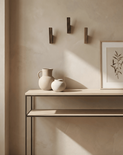 Coat Hooks Wood Set of 4 – Minimalist Wall Hooks for Hallway & Bathroom