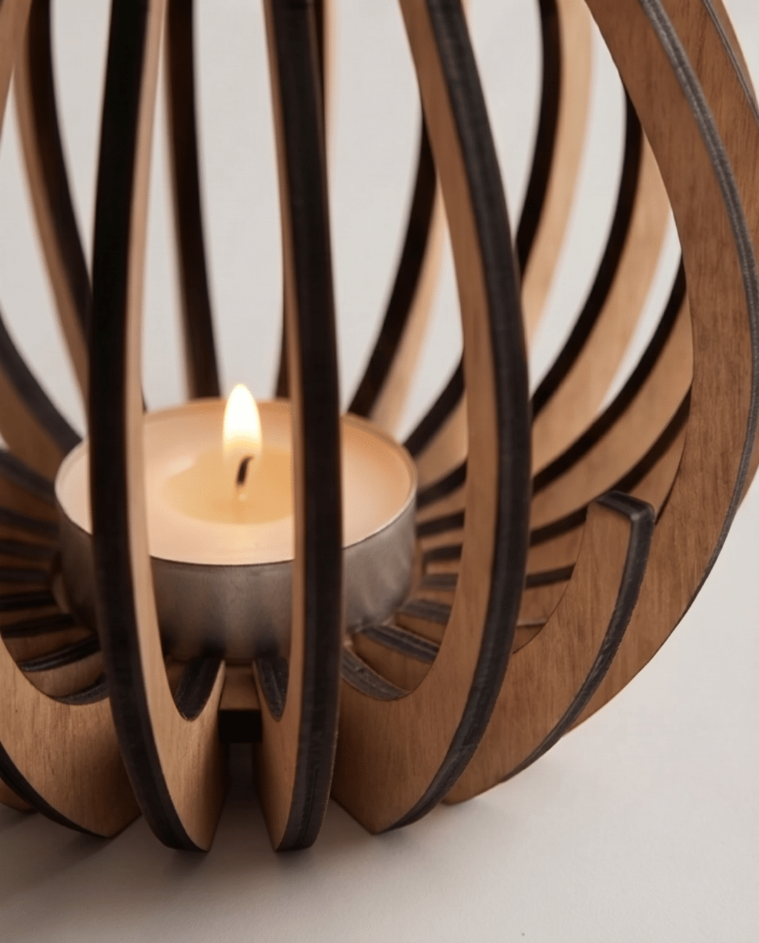 Ember Tealight Holder in Natural Wood
