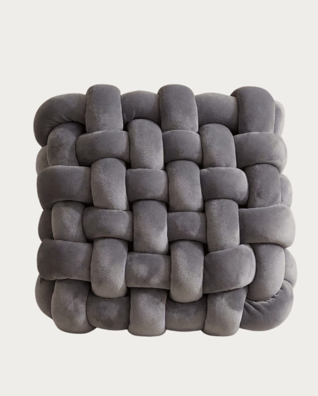 Knot Pillow Soft Geometric Design Decorative Cushion Plush, 30 x 30 cm - Dark Grey