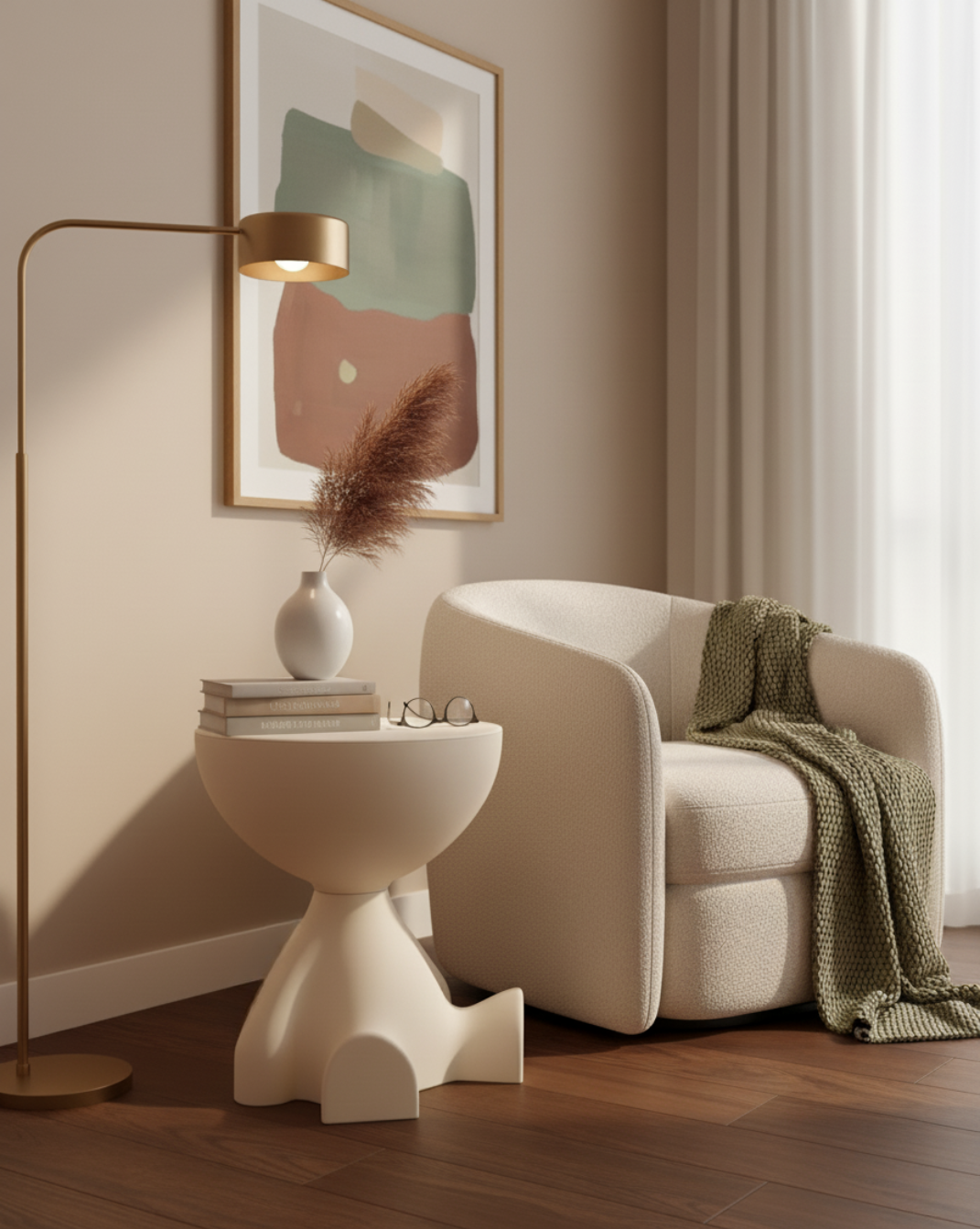 Cove Sculptural Plastic Side Table with Storage, 45 cm
