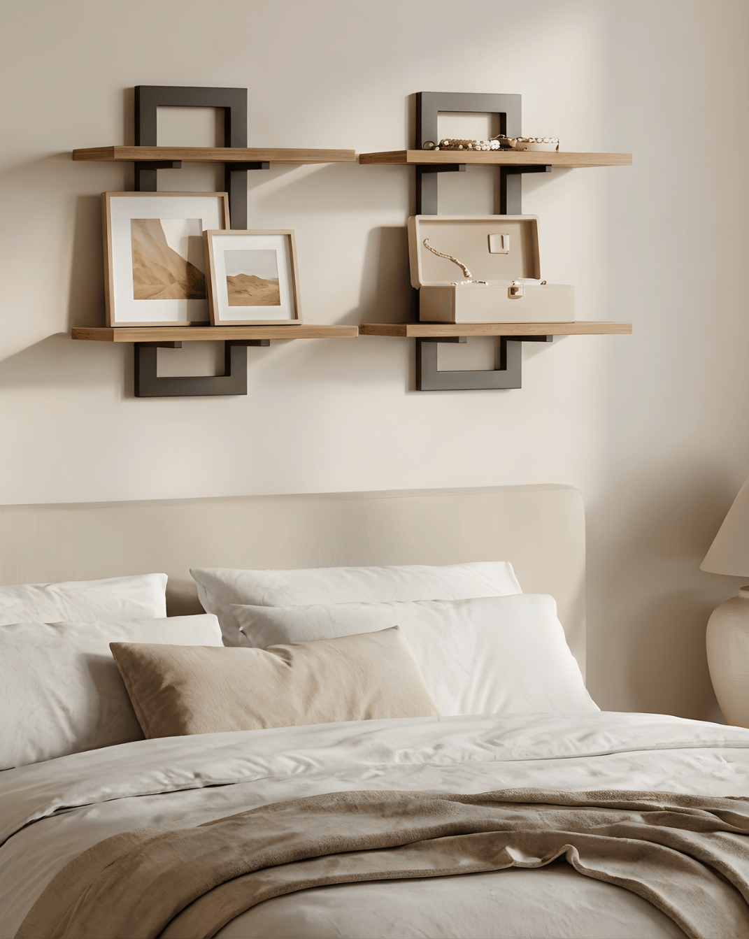 Wall Shelf 2-Tier – Wooden Wall Shelf with Metal Brackets