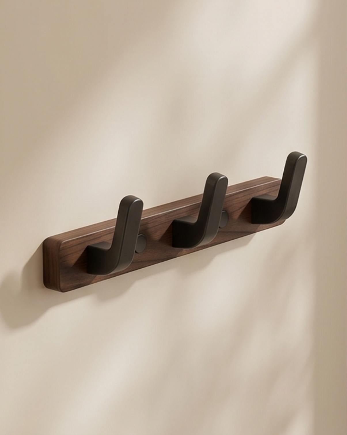 Wooden Coat Rack with Metal Hooks – Wall-Mounted | Coat Hooks
