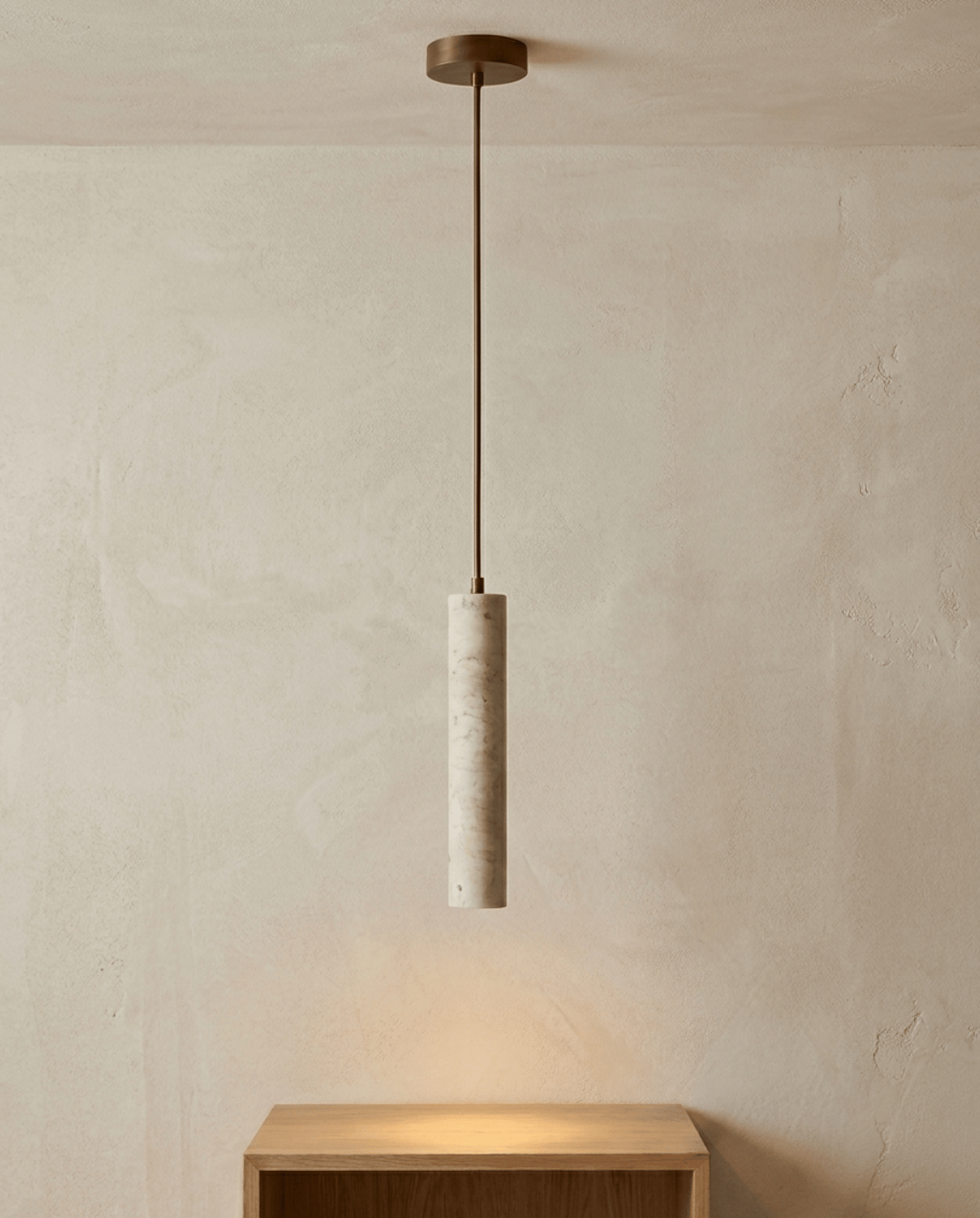 Cove Travertine Pendant Light | Wabi-Sabi Cylinder Design