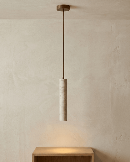Cove Travertine Pendant Light | Wabi-Sabi Cylinder Design