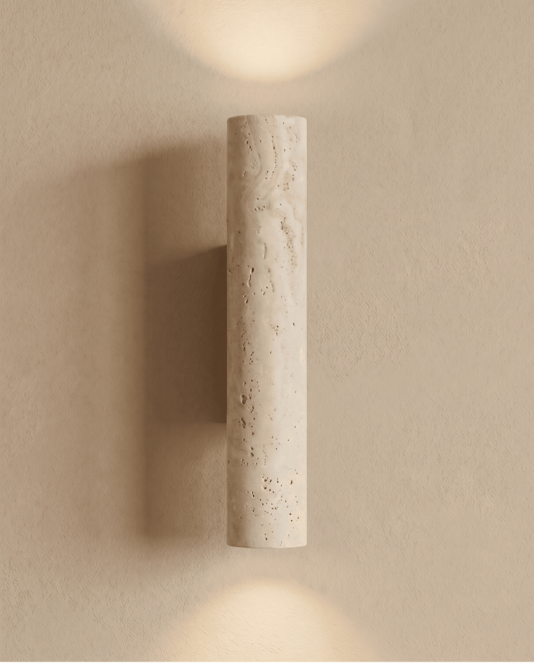 Wall Lamp in Natural Travertine Stone and Solid Wood, 23 cm