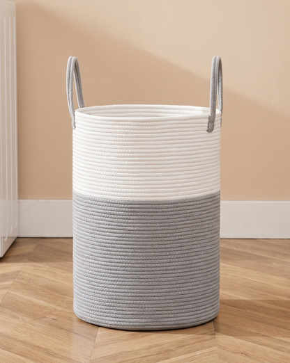 Laundry Basket Cotton Rope – Boho Design | Woven Laundry Basket Natural, 58L