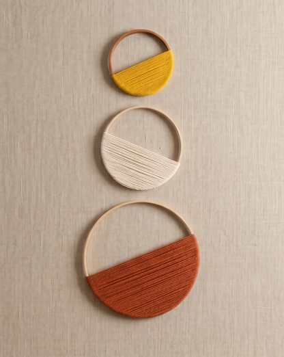 Macramé Wall Decor Set of 3 | Bamboo Hoop with Geometric Pattern - Mix