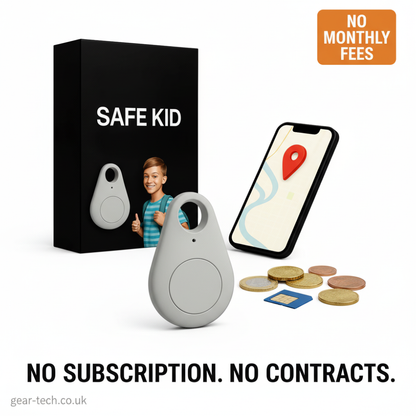 Kids GPS Tracker, Waterproof, Real-Time Location & SOS Alarm, Compact with Carry Pouch