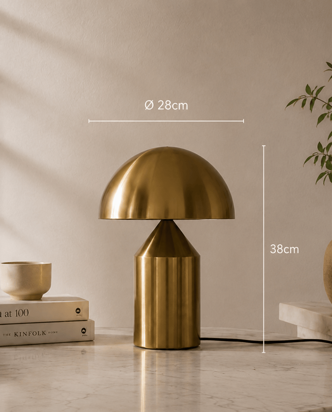 Lune Mushroom-Shaped Aluminum Table Lamp | Mushroom Lamp Gold