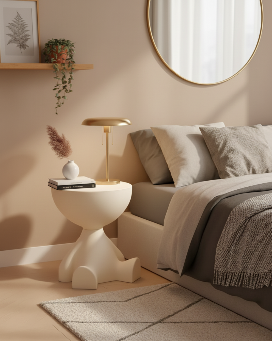 Cove Sculptural Plastic Side Table with Storage, 45 cm