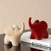 Stylized Elephant Figurine in Resin with Flocked Velvet Finish