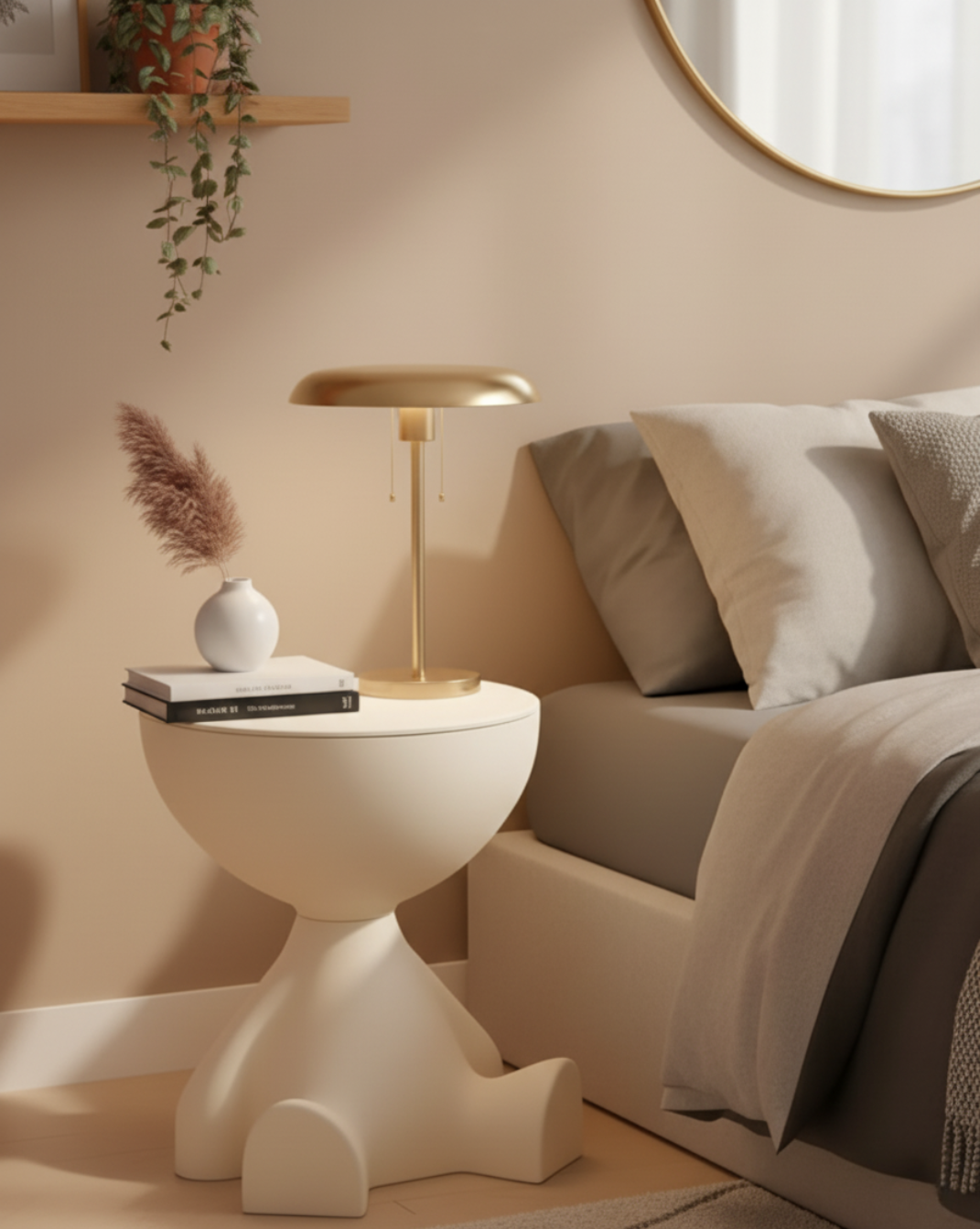 Cove Sculptural Plastic Side Table with Storage, 45 cm