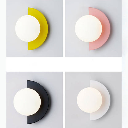 Spherical Glass Wall Sconce, Colorful Semicircle Design