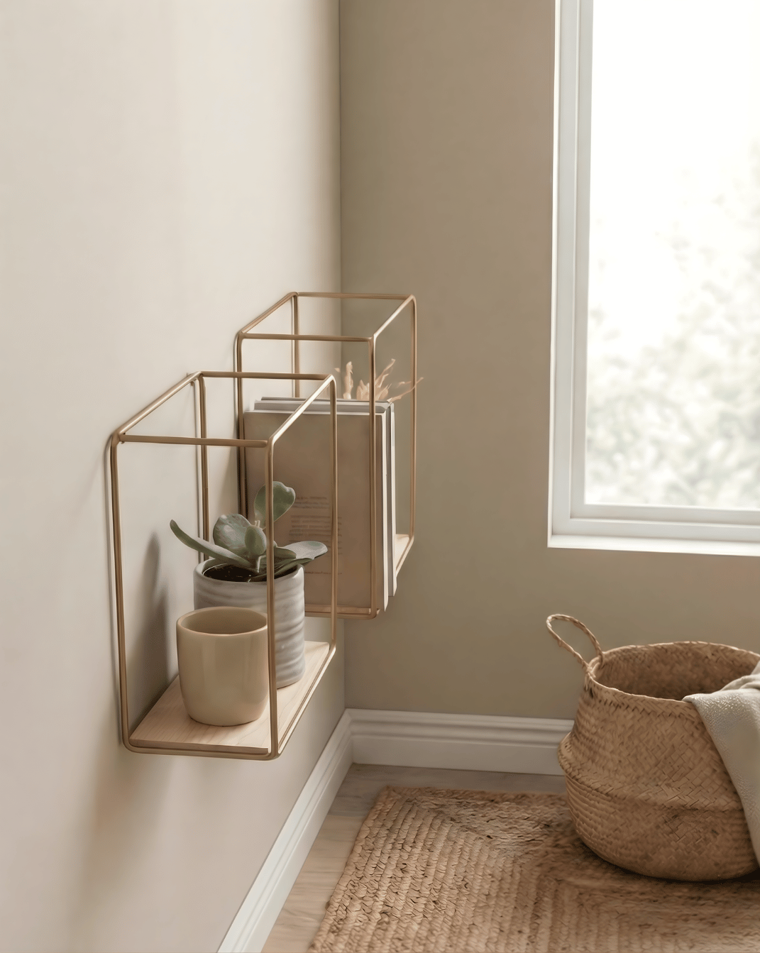Wall Shelves 3-Piece – Wall Rack of Metal & Wood Veneer