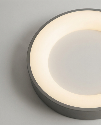 Round LED Ceiling Lamp Scandinavian Design White Metal - Grey