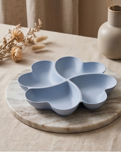 Heart-Shaped Serving Tray - Food-Safe Plastic Organizer, 23 cm - White