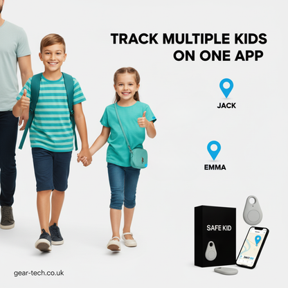 Kids GPS Tracker, Waterproof, Real-Time Location & SOS Alarm, Compact with Carry Pouch