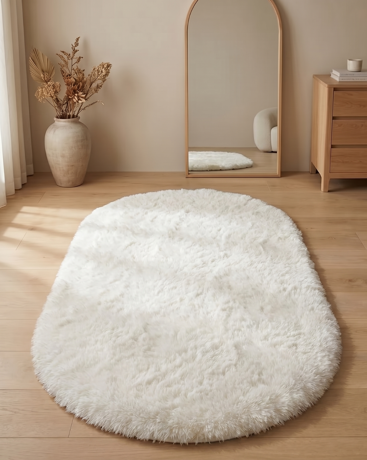 Soft Plush Shag Area Rug - Non-Slip and Machine Washable, 120 cm - White