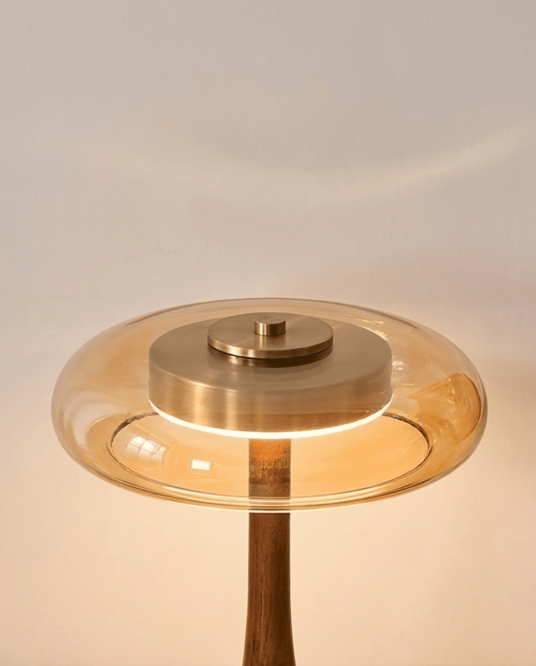 Designer Table Lamp Wood with Transparent Shade