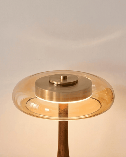 Designer Table Lamp Wood with Transparent Shade