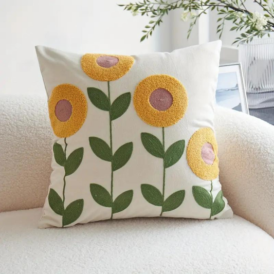 Plant-Patterned Cushion Cover, Woven Microfiber