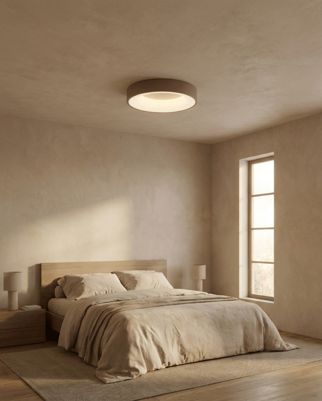Round LED Ceiling Lamp Scandinavian Design White Metal - White