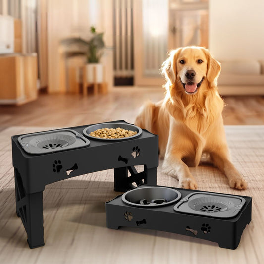 Adjustable Raised Dog Slow Feeder Bowl with Non-Slip Base | Promotes Healthy Eating for Dogs 0