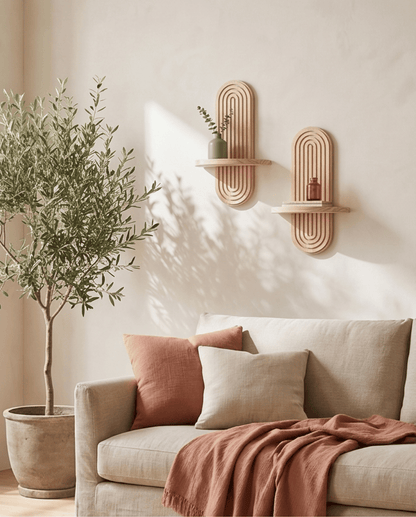 Cove Floating Wall Shelf Set of 2 Boho Style, 30 cm