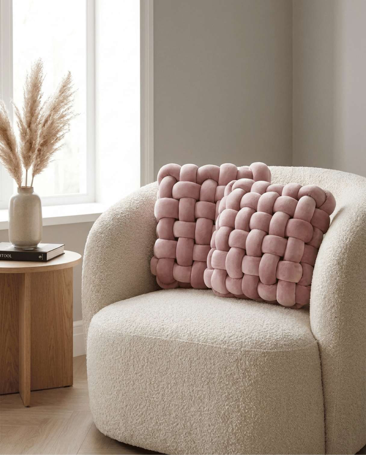 Knot Pillow Soft Geometric Design Decorative Cushion Plush, 30 x 30 cm