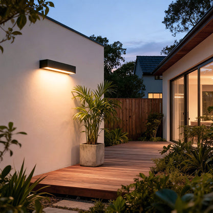 Outdoor Wall Lamp, IP65, 30 cm, Black Aluminum, LED Warm & Cool White